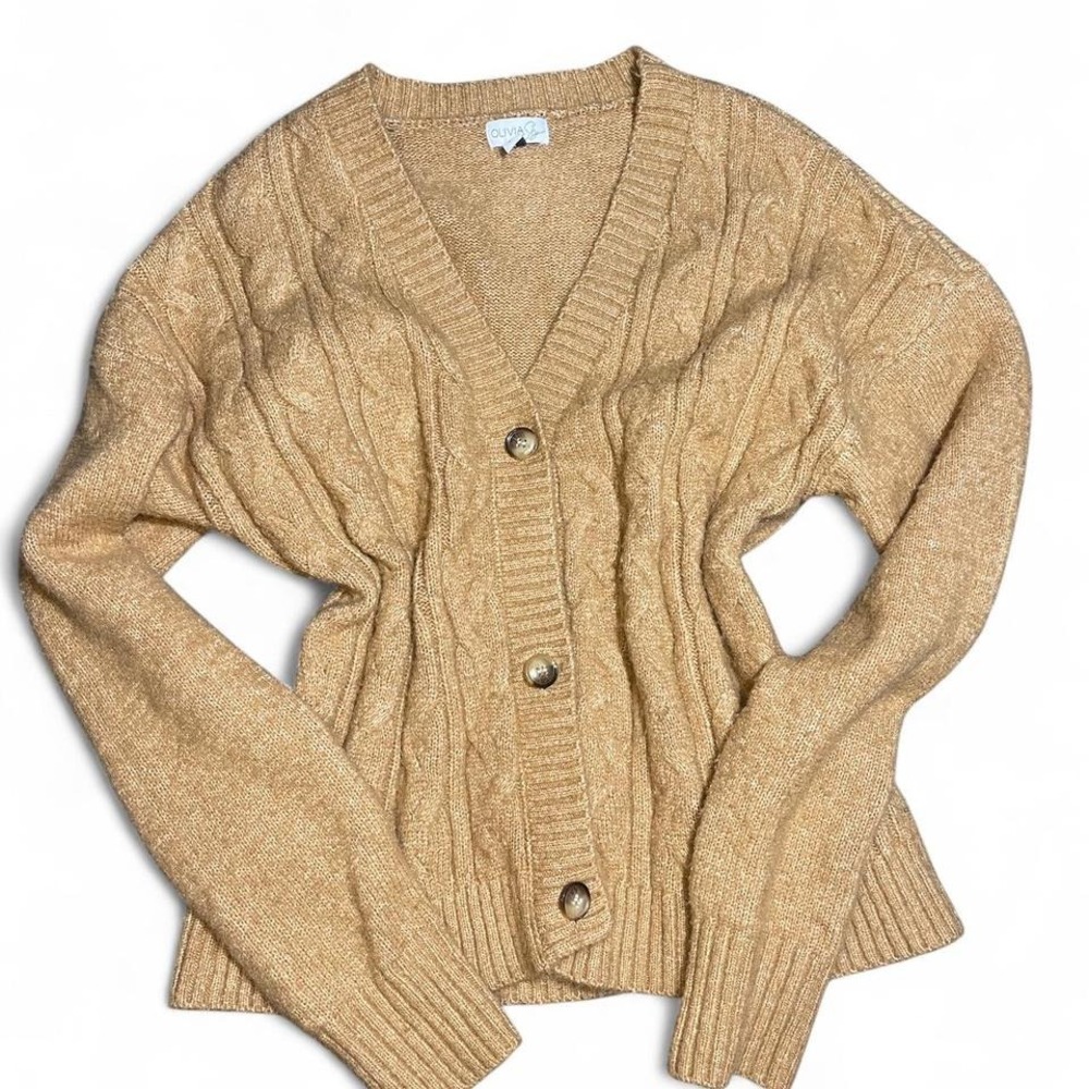 Vintage Inspired Olivia Sky camel Knit Cardigan‎